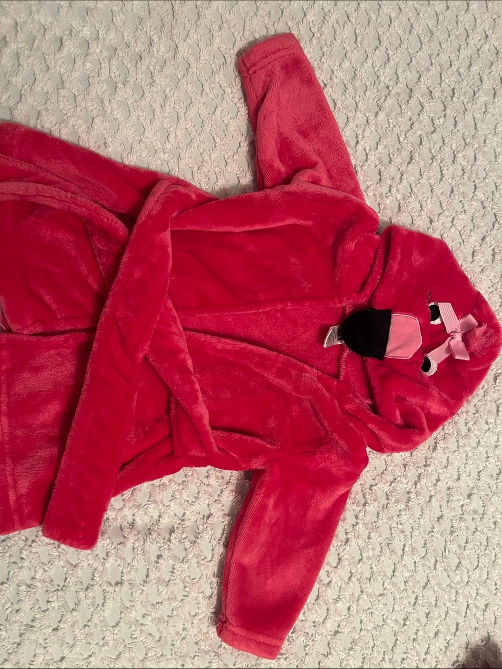 Carter's Bright Pink Flamingo Hooded Robe with Bow Soo Soft!
